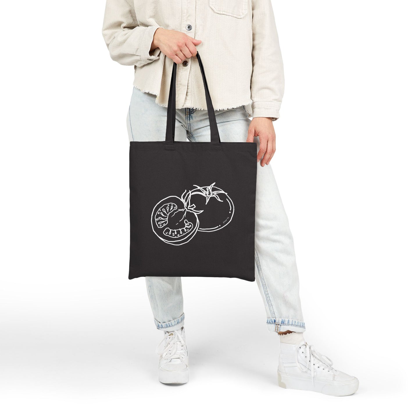 "Tomato" Black Cotton Canvas Bag
