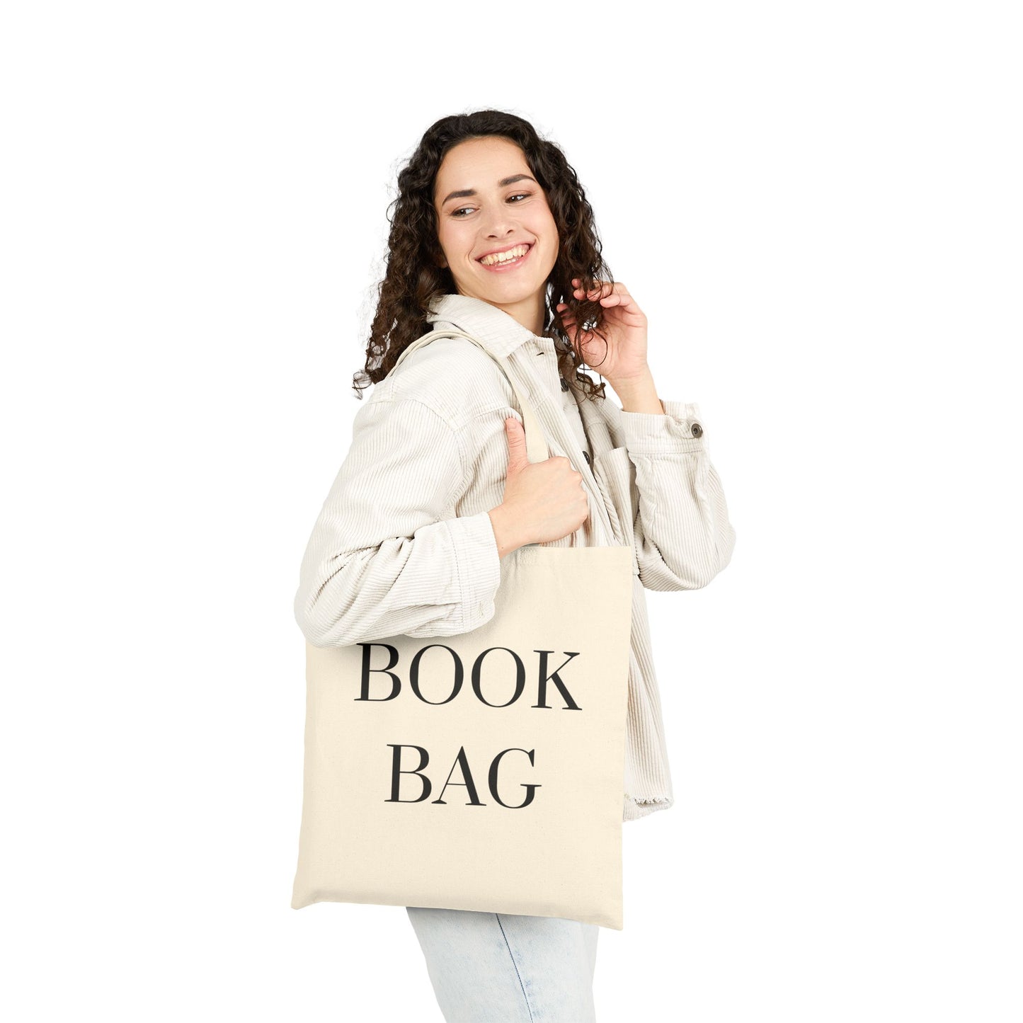 "Book Bag" Cotton Canvas Tote Black Font