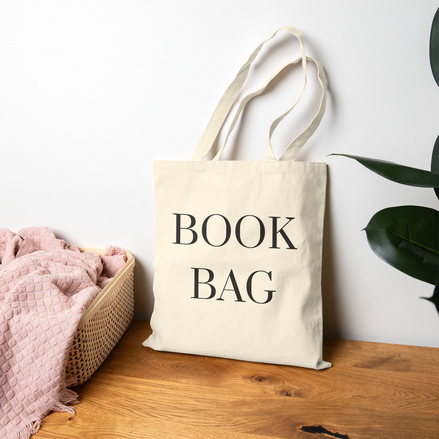 "Book Bag" Cotton Canvas Tote Black Font