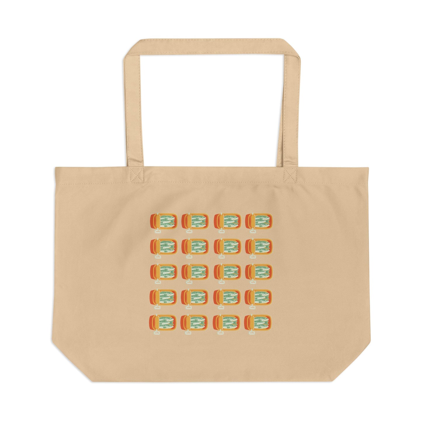 "Sardines" 2 Color Options Large Eco Tote in Black & Natural