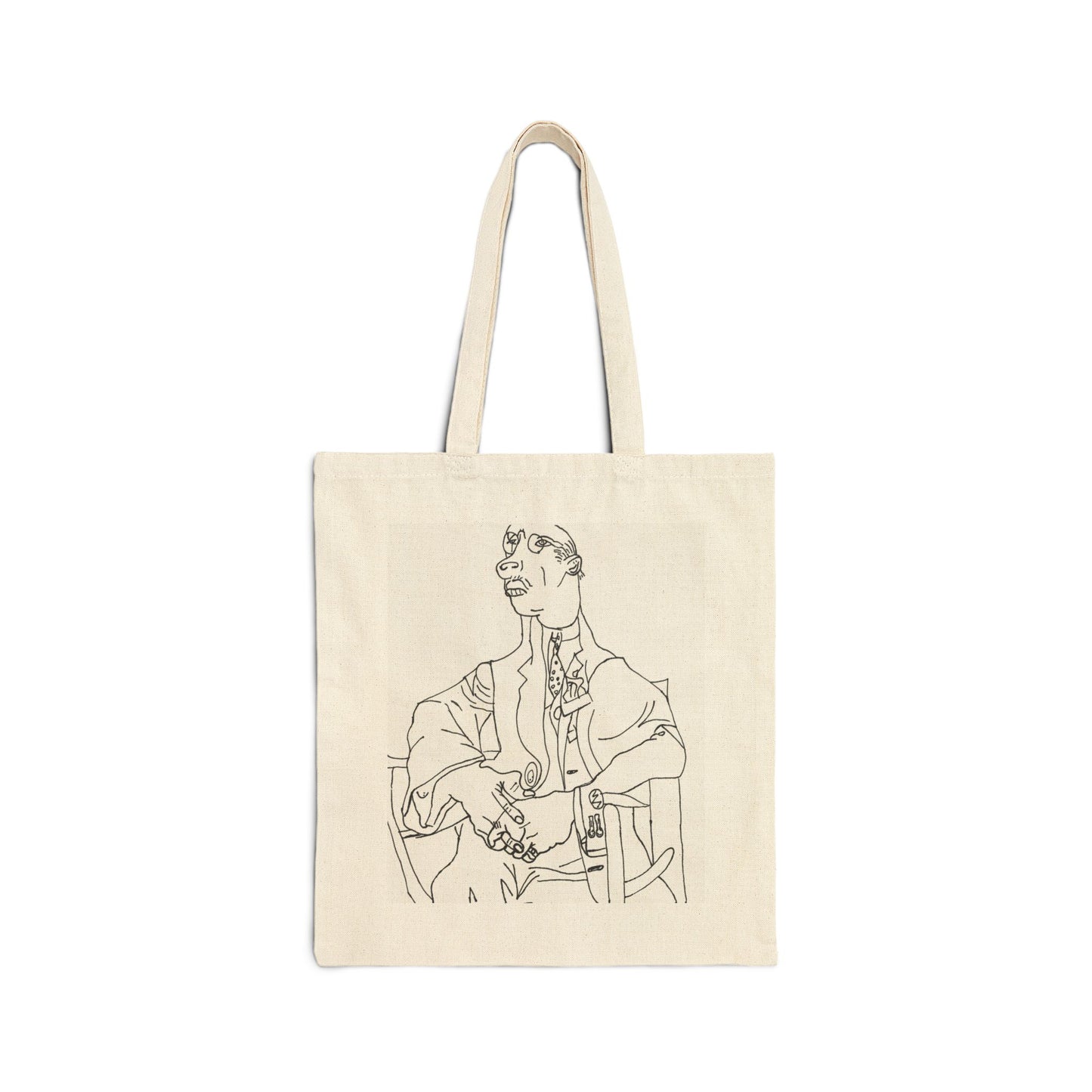 "Old Man" Stylish Cotton Canvas Tote in Neutral with Minimalist Line Art - The Jasmine Collection