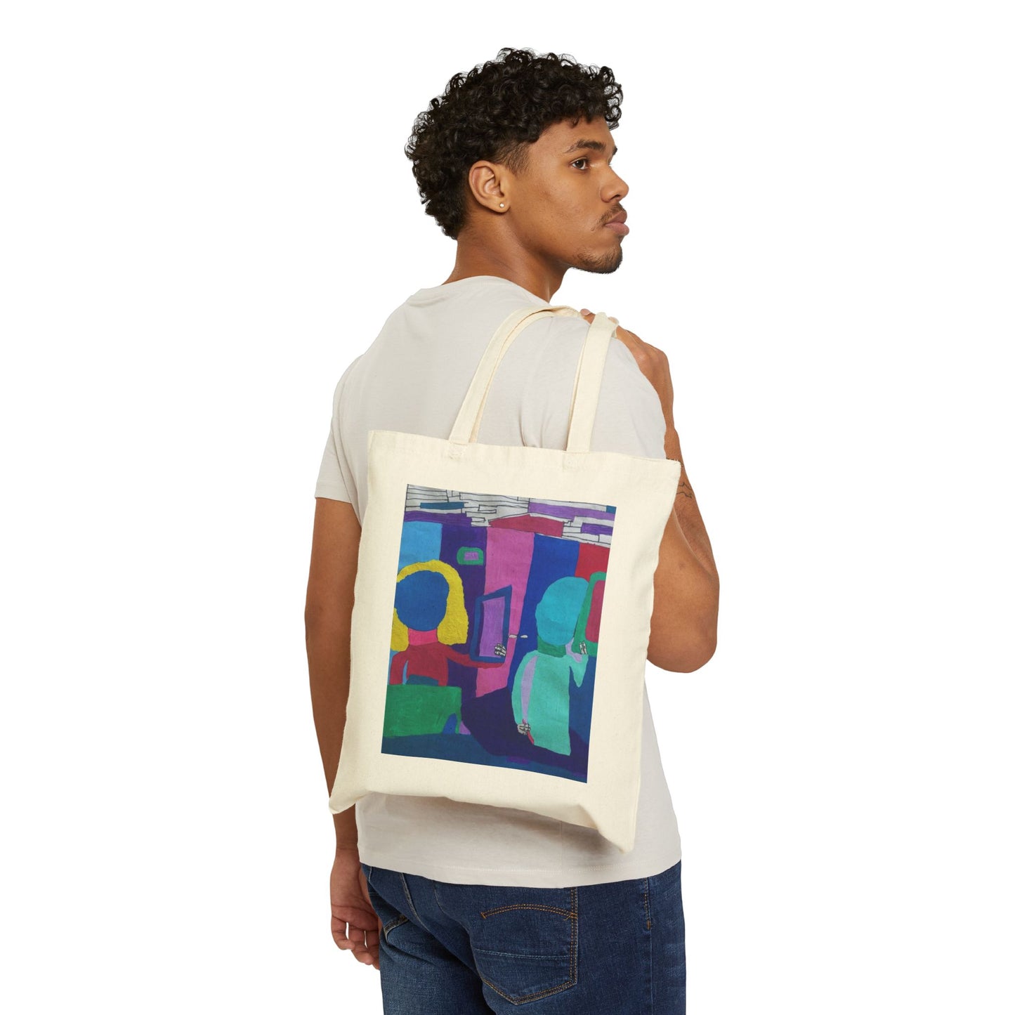 "Mirrors" Colorful Abstract Art Tote Bag - Eco-Friendly Canvas Everyday Carry-All - The Jasmine Collection