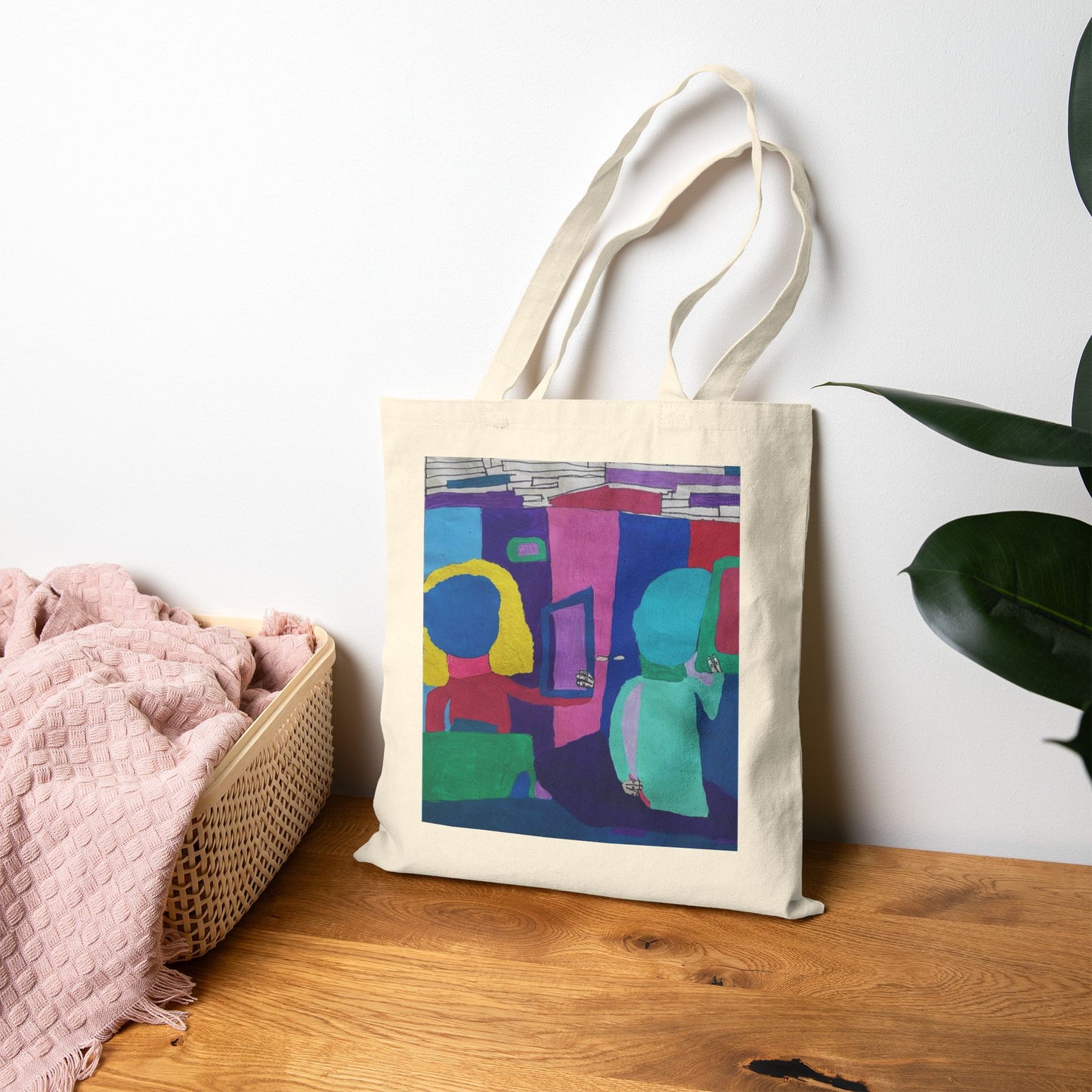 "Mirrors" Colorful Abstract Art Tote Bag - Eco-Friendly Canvas Everyday Carry-All - The Jasmine Collection