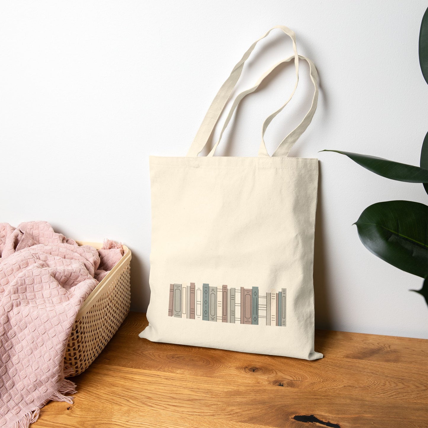 "Book Skyline" Neutral Cotton Canvas Tote Bag "The Book Edit"