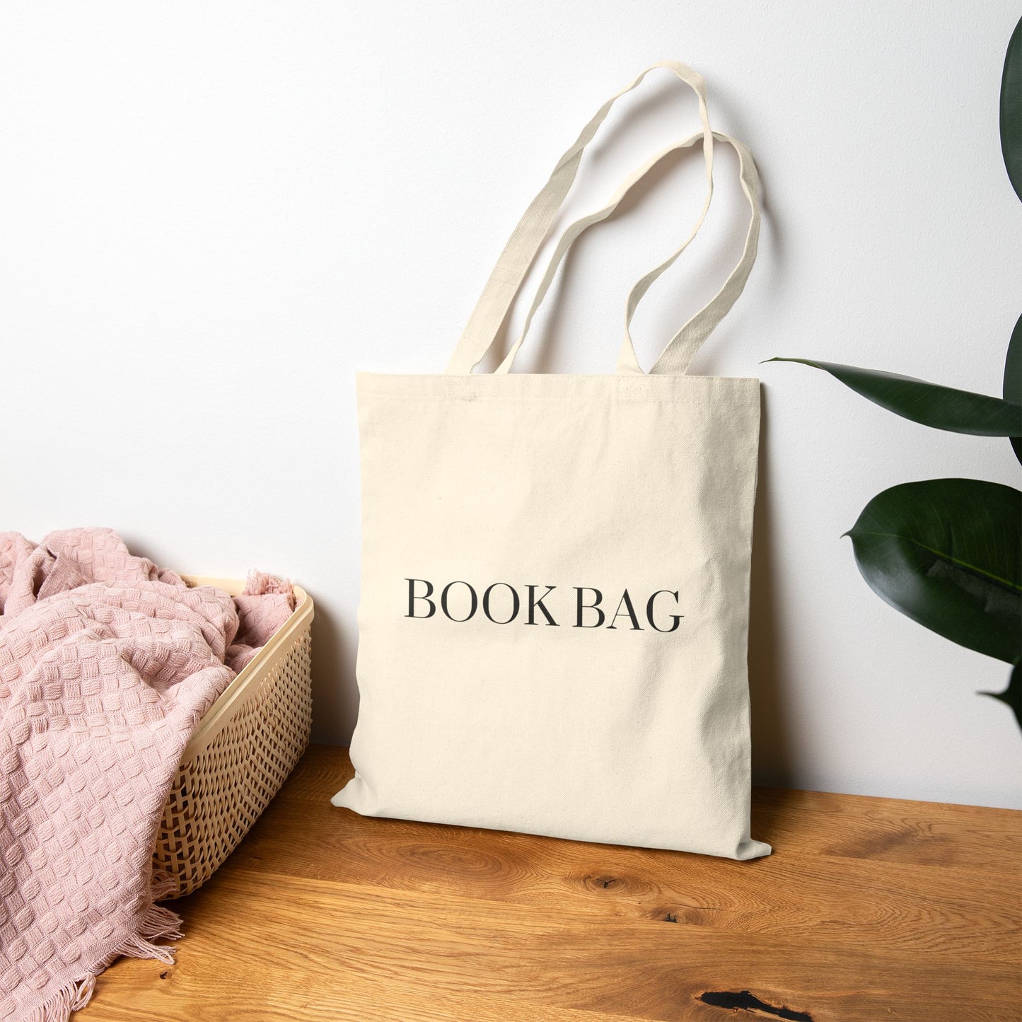 "Book Bag" Canvas Tote Bag in Black font - Book Bag, Reusable Shopping Tote, Eco-Friendly Gift, Library Accessory, Everyday Carry All