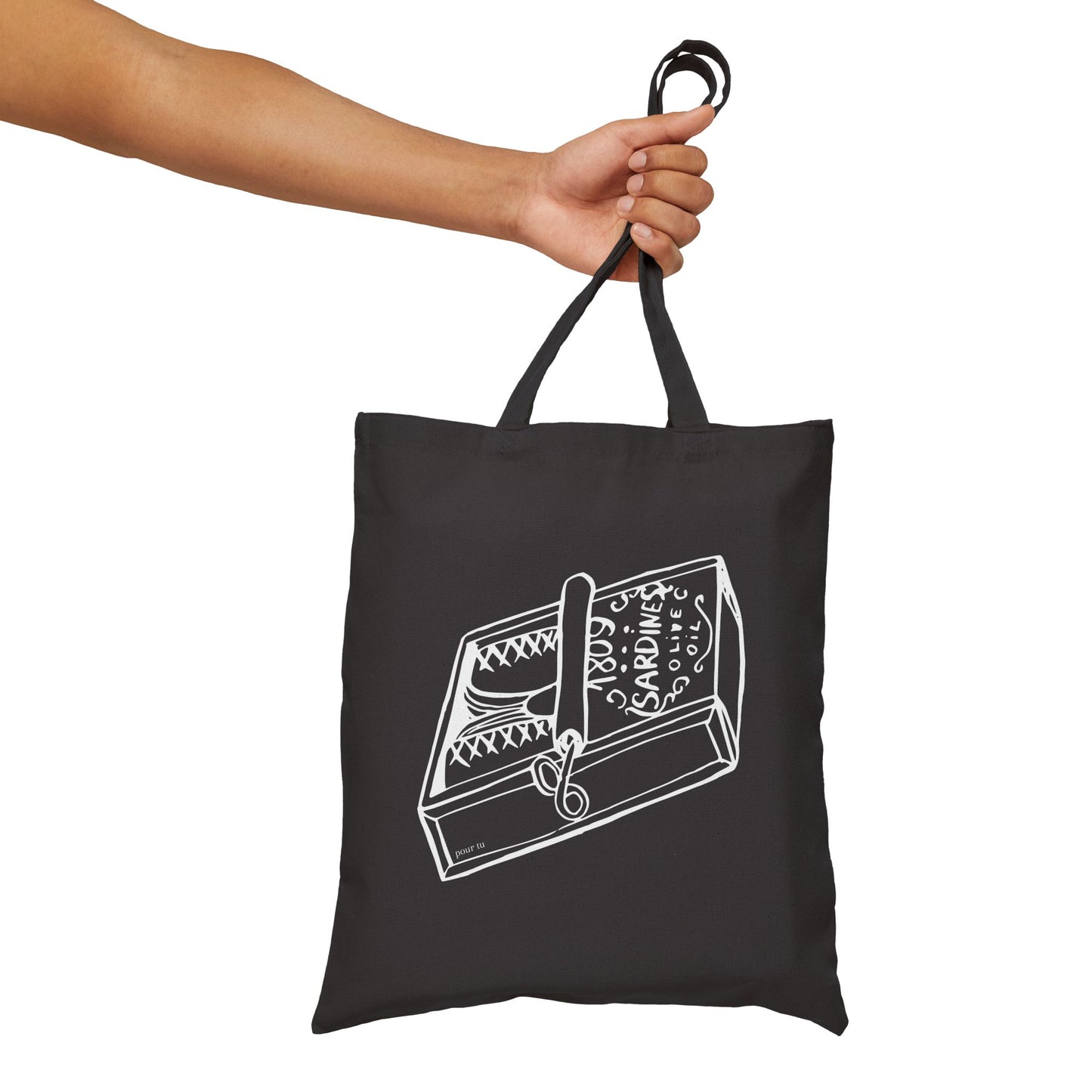 "Sardines" Black Cotton Canvas Bag