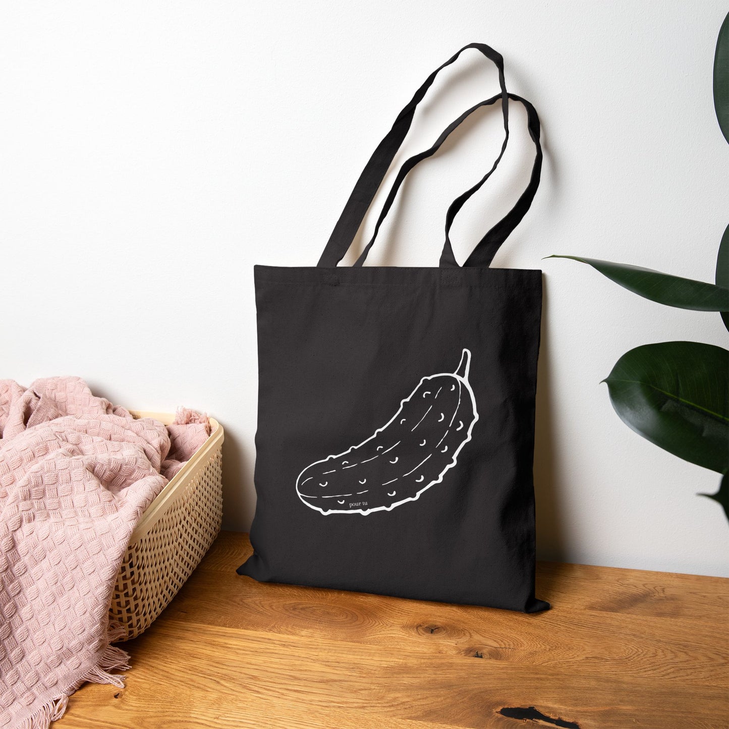 "Pickle" Black Cotton Canvas Bag