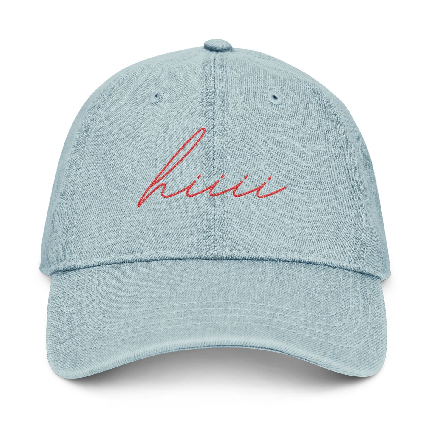 "Hiiii" Embroidered Denim Hat in 3 Color Options - Casual Everyday Accessory