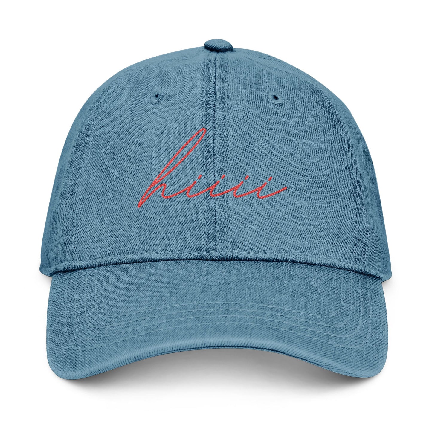 "Hiiii" Embroidered Denim Hat in 3 Color Options - Casual Everyday Accessory