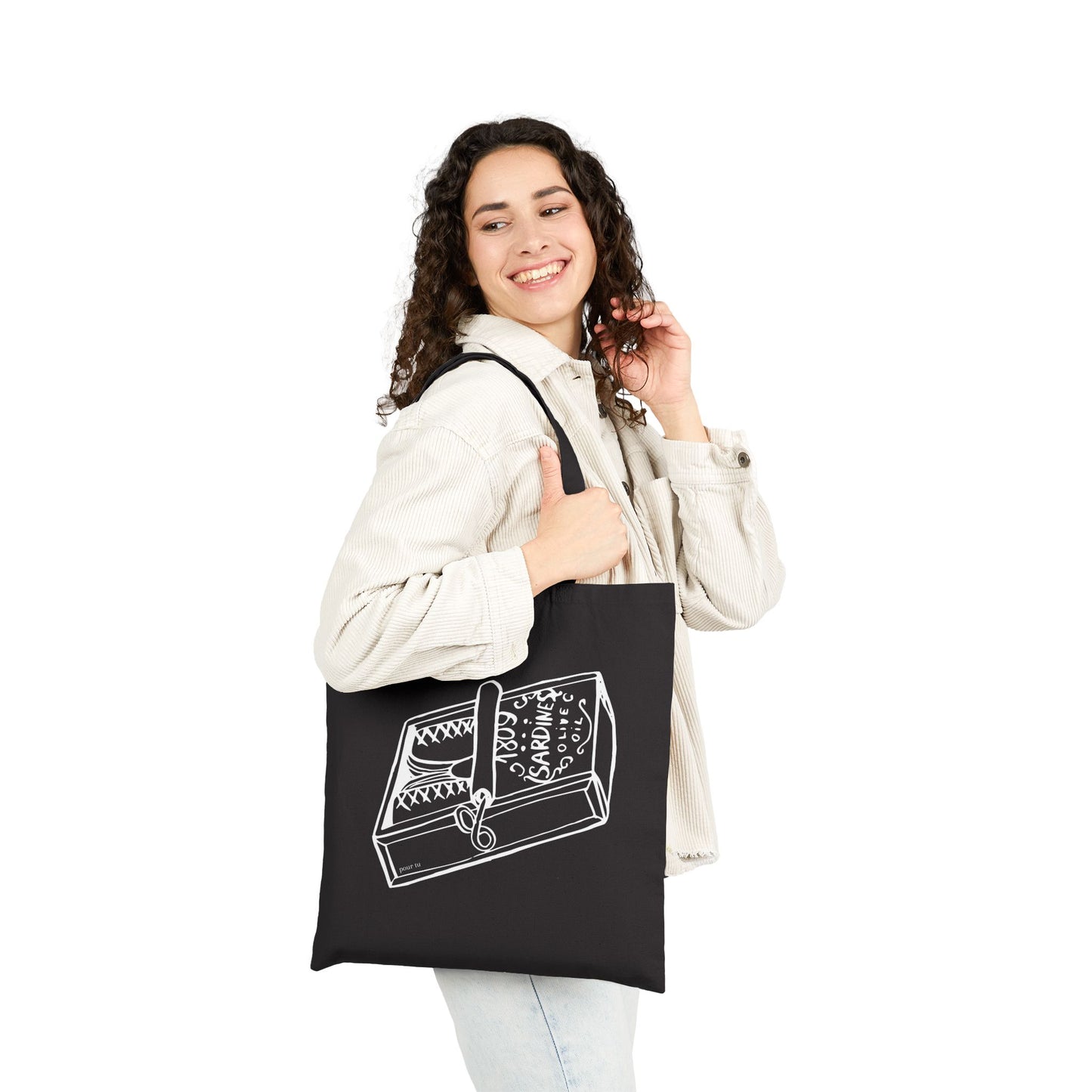 "Sardines" Black Cotton Canvas Bag
