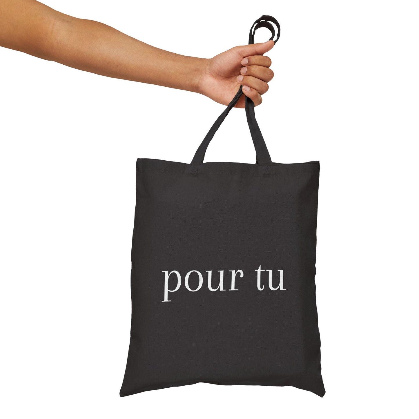 "pour tu" Black Style 2 Cotton Canvas Tote Bag - Perfect for Everyday Use, Eco-Friendly Shopping, Gifts, Home, Travel
