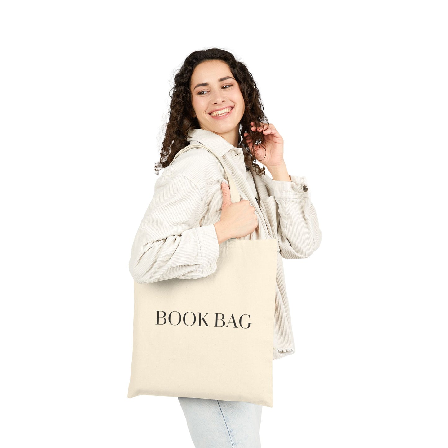 "Book Bag" Canvas Tote Bag in Black font - Book Bag, Reusable Shopping Tote, Eco-Friendly Gift, Library Accessory, Everyday Carry All