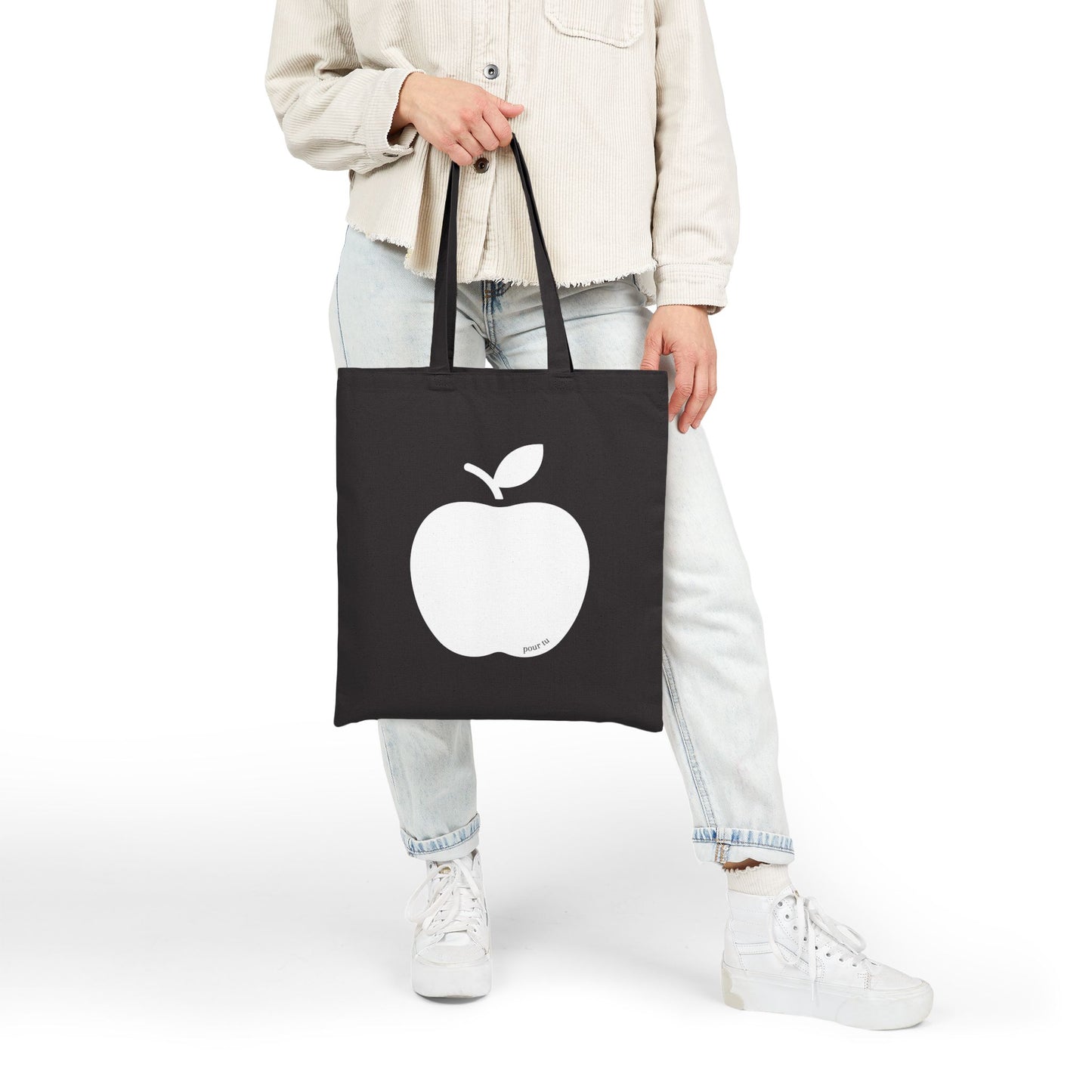 Cotton Canvas Bag "Apple" The Grocery Tote Black