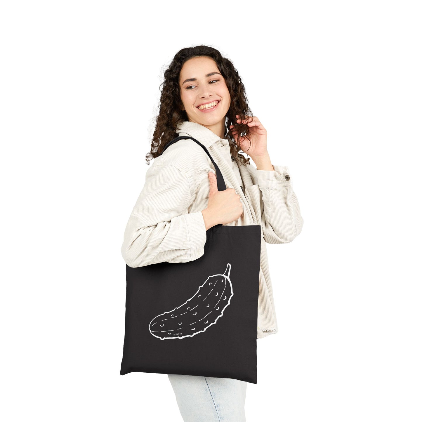 "Pickle" Black Cotton Canvas Bag