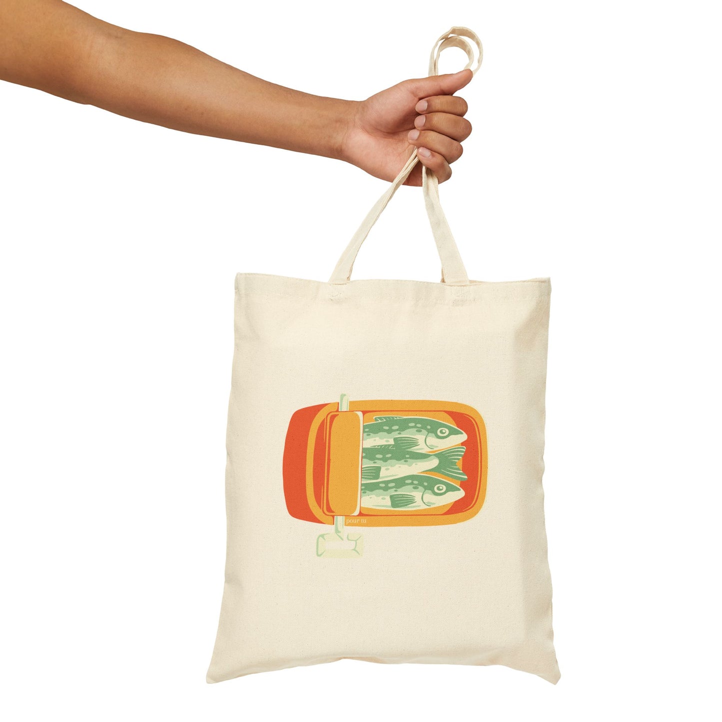 "Sardines" Neutral Cotton Canvas Tote Bag