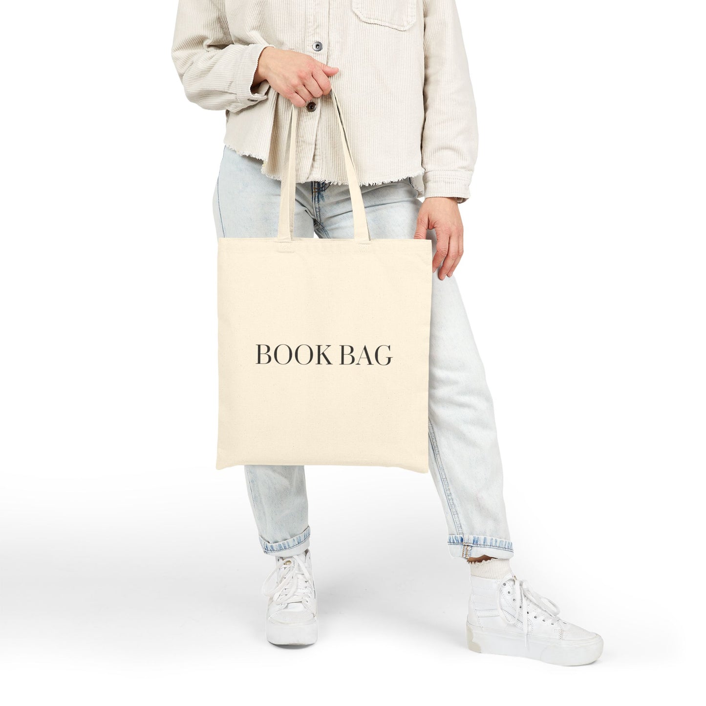 "Book Bag" Canvas Tote Bag in Black font - Book Bag, Reusable Shopping Tote, Eco-Friendly Gift, Library Accessory, Everyday Carry All