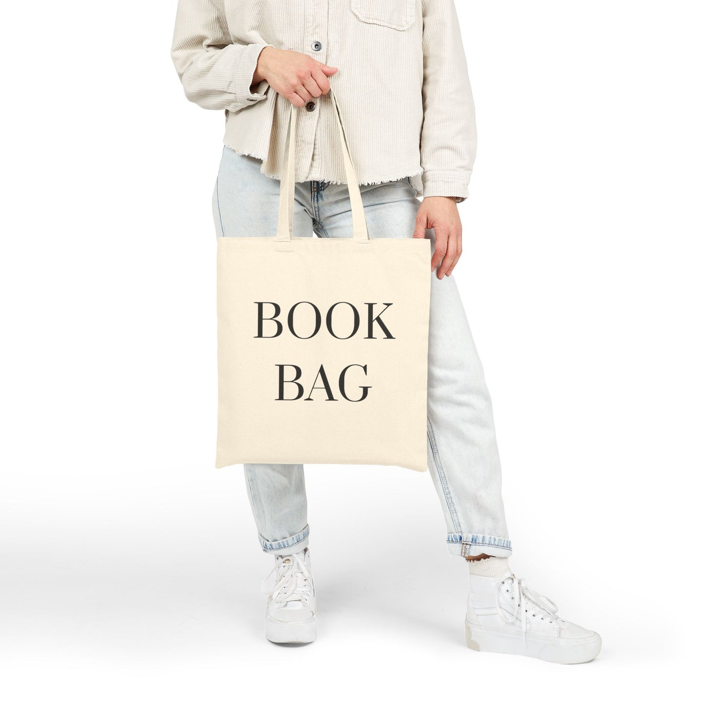 "Book Bag" Cotton Canvas Tote Black Font