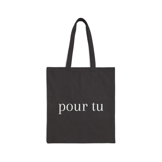 "pour tu" Black Style 2 Cotton Canvas Tote Bag - Perfect for Everyday Use, Eco-Friendly Shopping, Gifts, Home, Travel