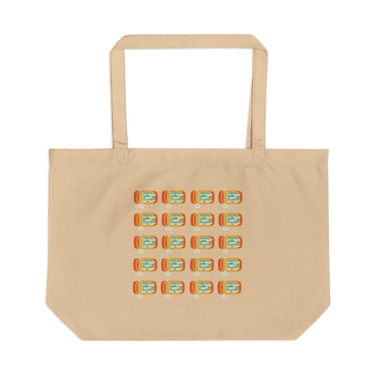 "Sardines" 2 Color Options Large Eco Tote in Black & Natural