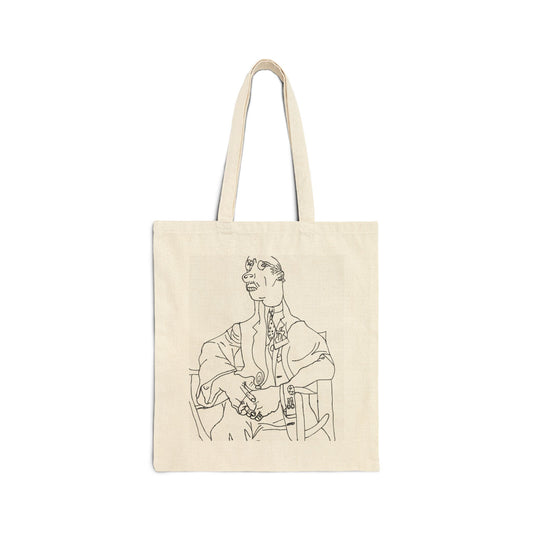 "Old Man" Stylish Cotton Canvas Tote in Neutral with Minimalist Line Art - The Jasmine Collection