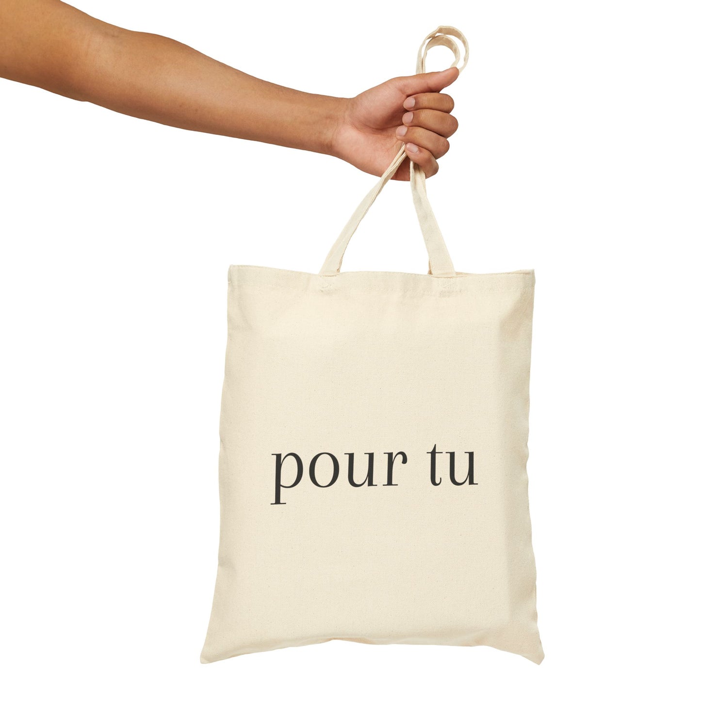 "pour tu" Style 2 Cotton Canvas Tote Bag - Eco-Friendly Shopping, Travel, Grocery, Beach, Everyday Use