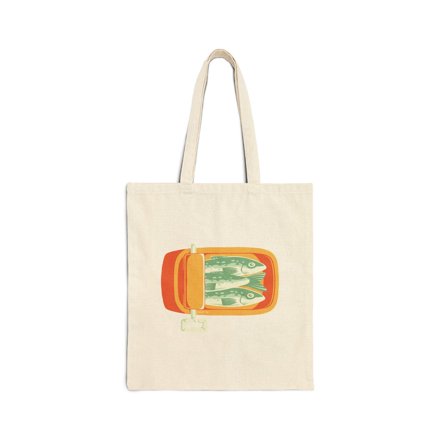 "Sardines" Neutral Cotton Canvas Tote Bag