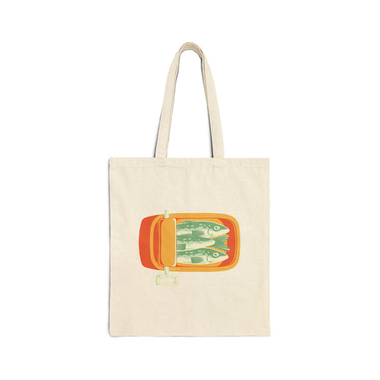 "Sardines" Neutral Cotton Canvas Tote Bag