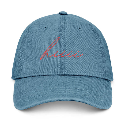 "Hiiii" Embroidered Denim Hat in 3 Color Options - Casual Everyday Accessory