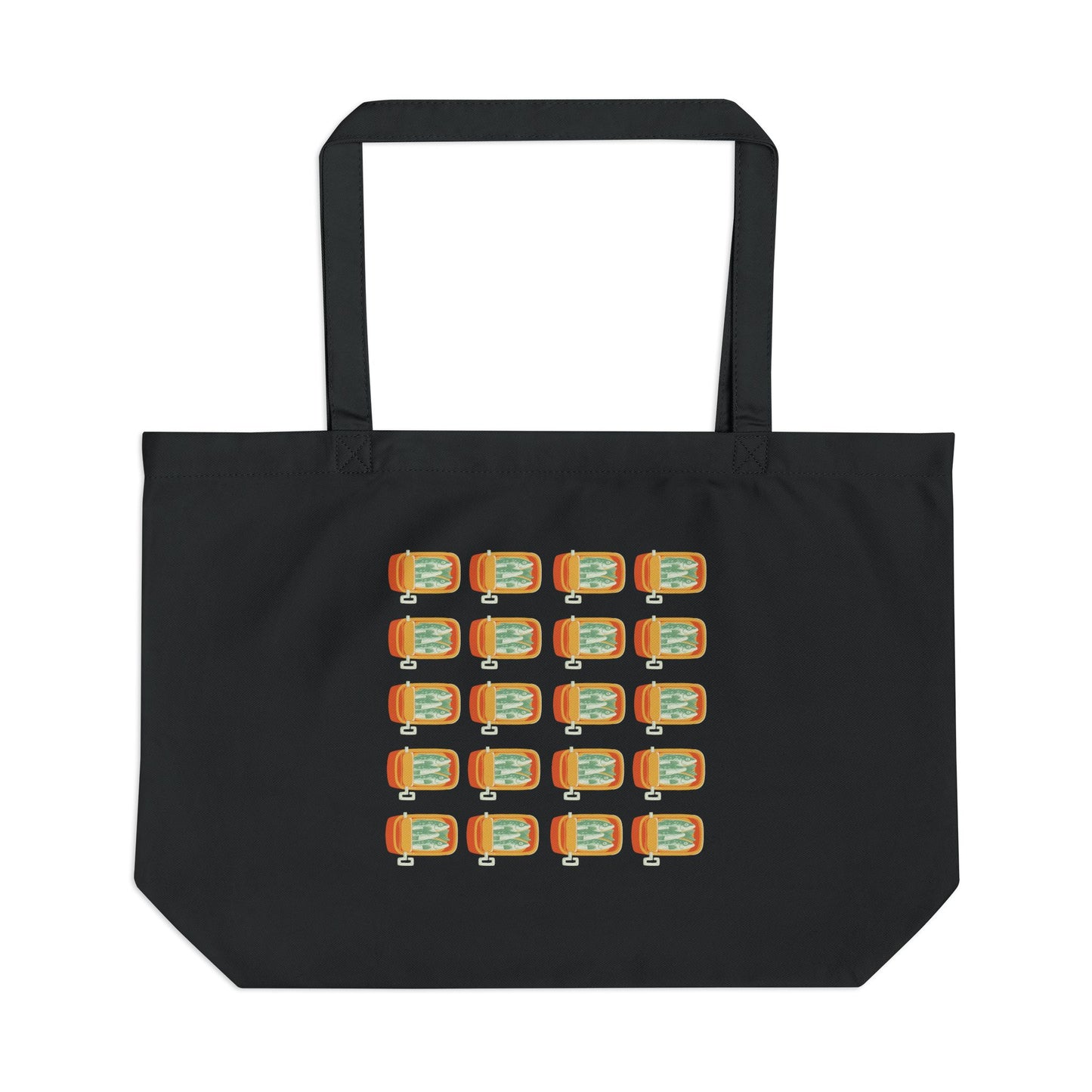 "Sardines" 2 Color Options Large Eco Tote in Black & Natural