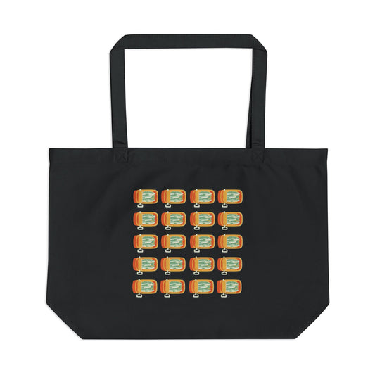 "Sardines" 2 Color Options Large Eco Tote in Black & Natural